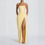 Elise Strapless Pleated Slit Maxi Dress