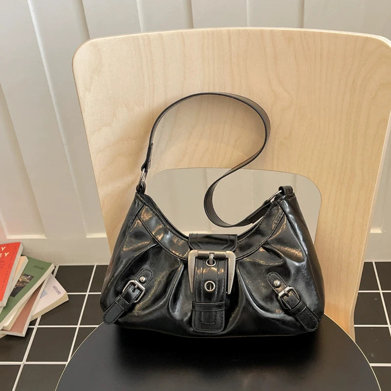 Y2K Retro Pleated Hobo Shoulder Bag for Women Hot Selling Maillard Style Underarm Bag Clutch Handbags for Travel Work Shopping