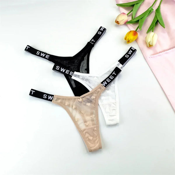 Amara Letter-Waist Mesh Thong Pack Lingerie 3-piece