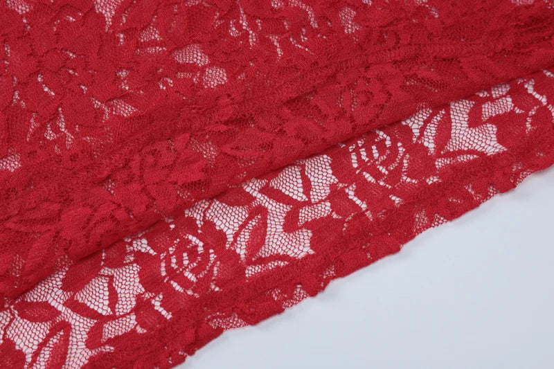 Valentina Red Lace Long-Sleeve Maxi Skirt Set Two-piece