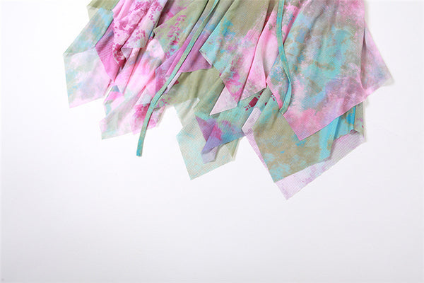 Gwynedd Y2K Ruffle Tie-Dye Crop Top & Wrap Mini Skirt Set