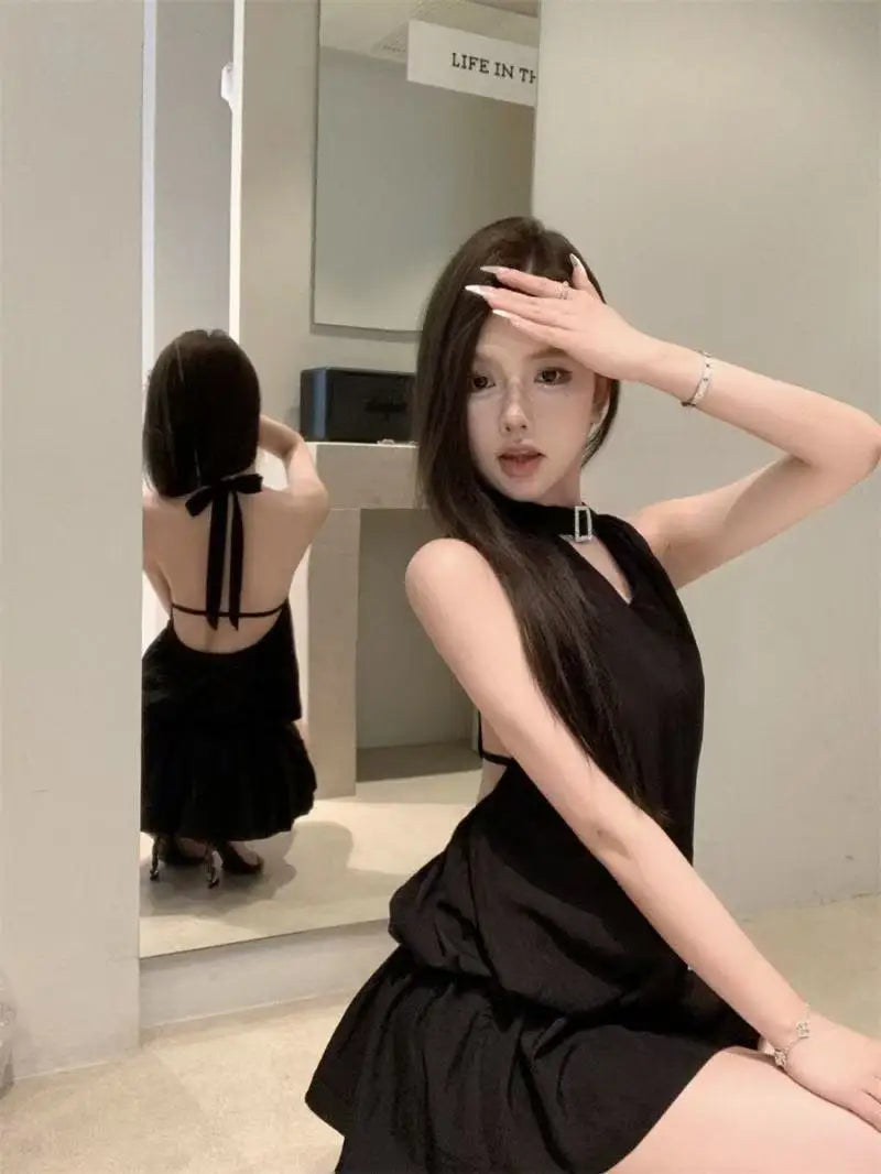 Amelie Halter Backless Fit-and-Flare Mini Dress