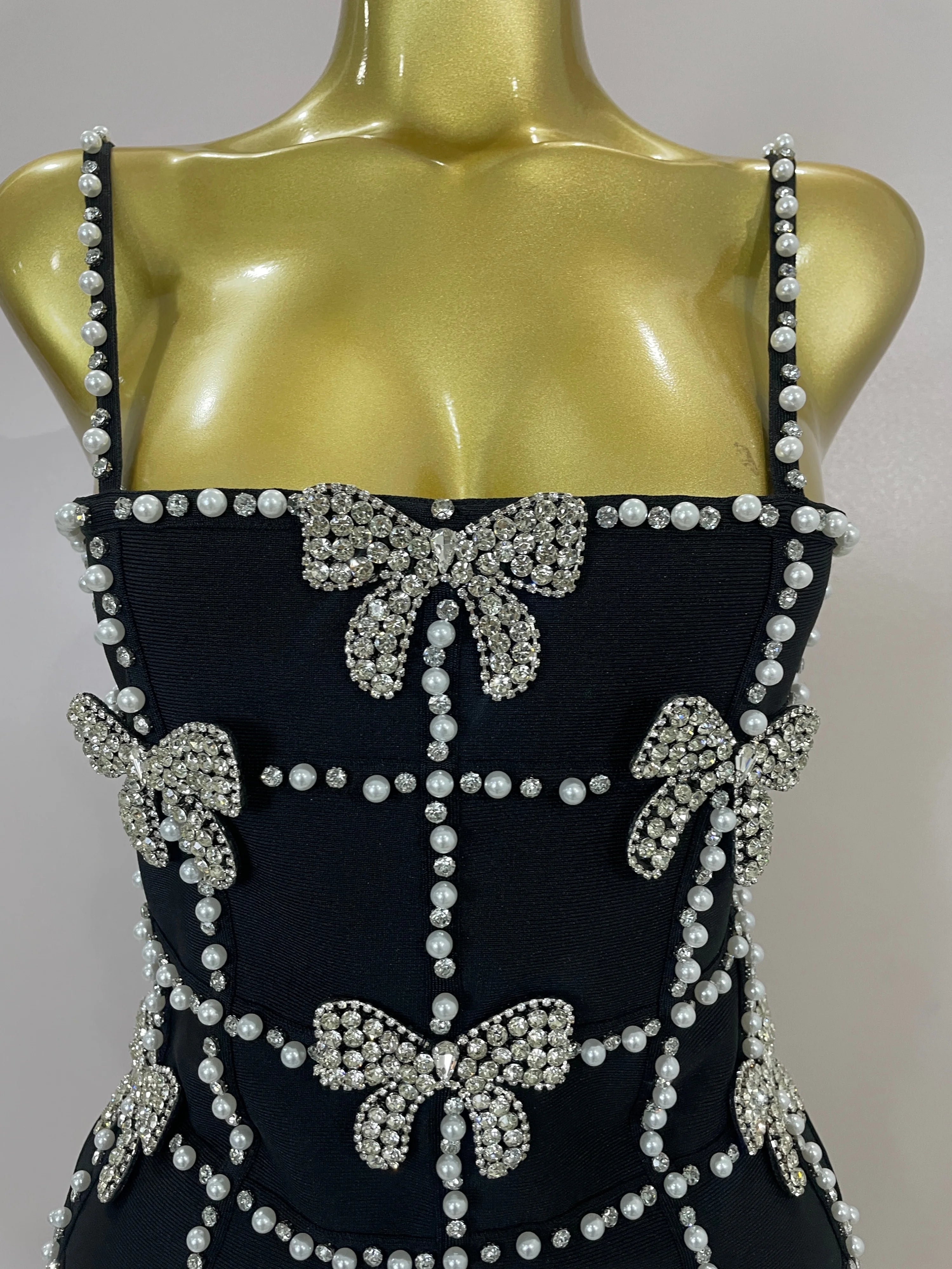 Felicity Pearl Bow Bodycon Mini Dress