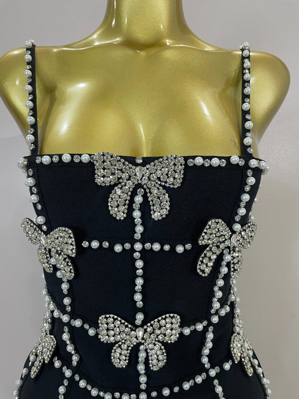 Felicity Pearl Bow Bodycon Mini Dress