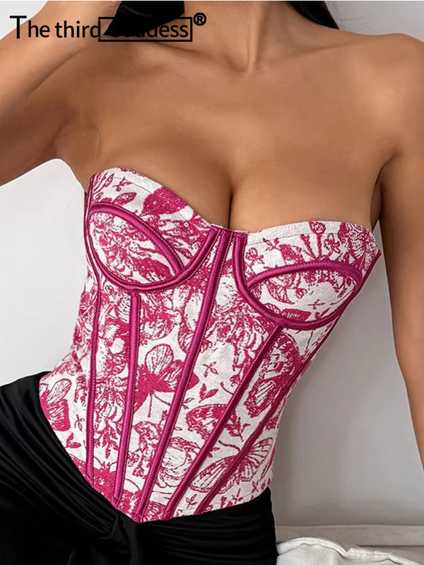 Sabrina Floral Backless Corset Crop Top