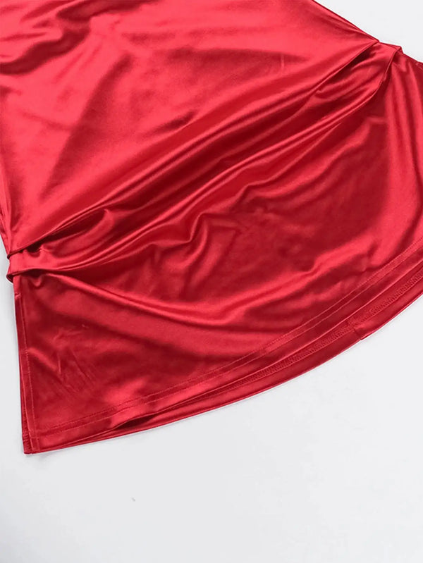 Annelie Satin Backless Cami Slip Mini Dress
