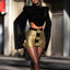Delfina Batwing Sleeve Crop Top & Metallic Mini Skirt Two-piece