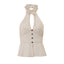 Odette Button Halter Crop Top One-piece