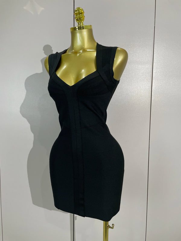 Sabella Deep-V Sleeveless Bandage Mini Dress