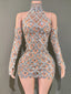 Calliope Rhinestone Performance Mini Dress & Gloves Two-piece