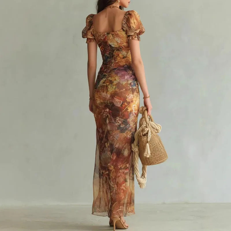 Paloma Boho Cutout Puff-Sleeve Maxi Dress Secondary image