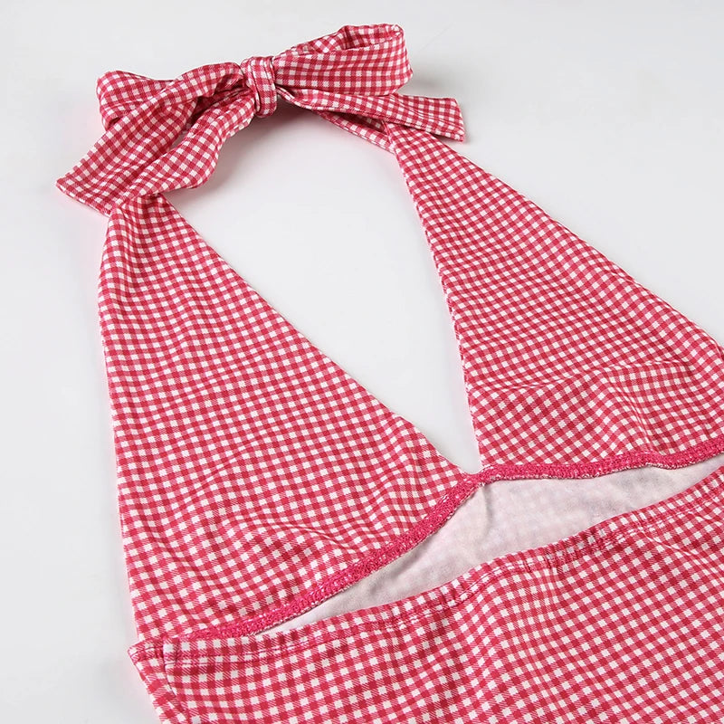 Dahlia Polka-Dot Halter Crop Top One-piece