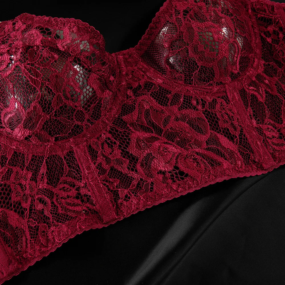 Severine Lace Longline Bra & Buckle-Strap Mini Skirt Lingerie Set