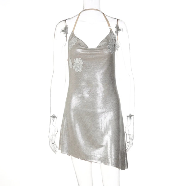 Aurora Pearl Blossom Mini Dress