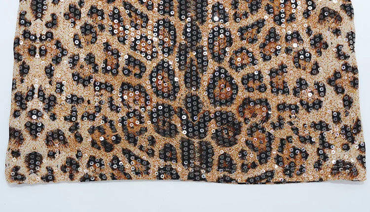 Solveig Sequin Leopard Lace-Trim Cami Bodycon Mini Dress