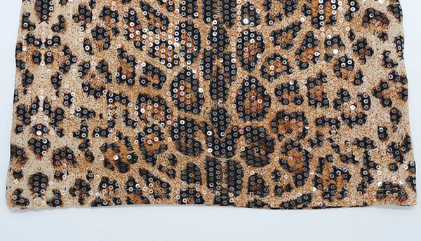 Solveig Sequin Leopard Lace-Trim Cami Bodycon Mini Dress