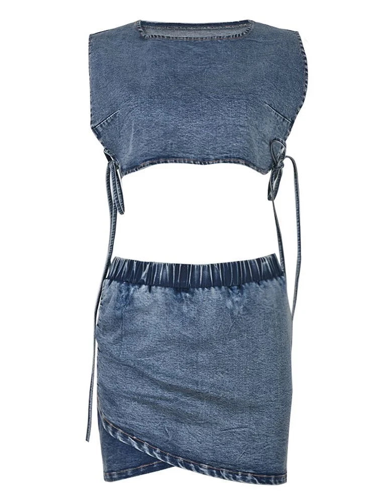 Daria Denim Vest & Mini Skirt Two-piece