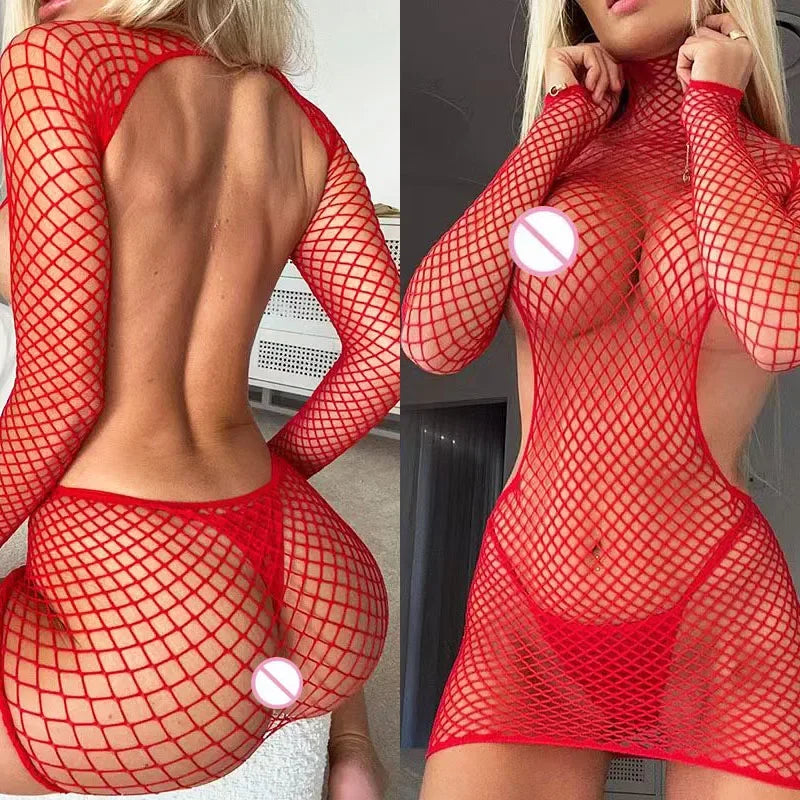 Nicoletta Sheer Fishnet Chemise & Bodystocking Lingerie Collection