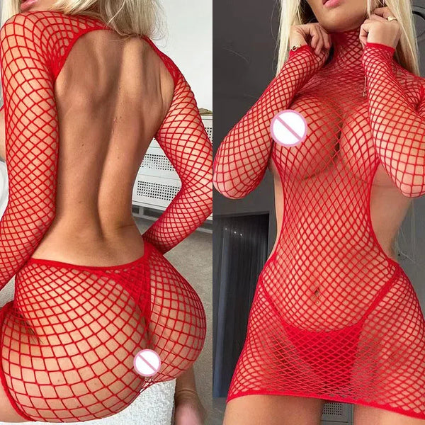 Nicoletta Sheer Fishnet Chemise & Bodystocking Lingerie Collection