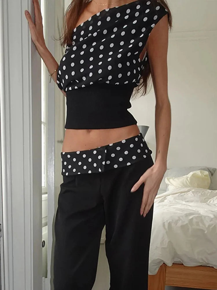 Luna Polka Charm One-Shoulder Top