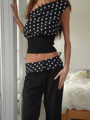 Luna Polka Charm One-Shoulder Top