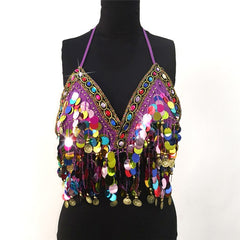 Sequin Rhinestone Bra Women Tee Gothic Blusas Corset Ladies Shirt Camis Party Woman Clothes y2k Crop Tops Ropa Club Tank Top