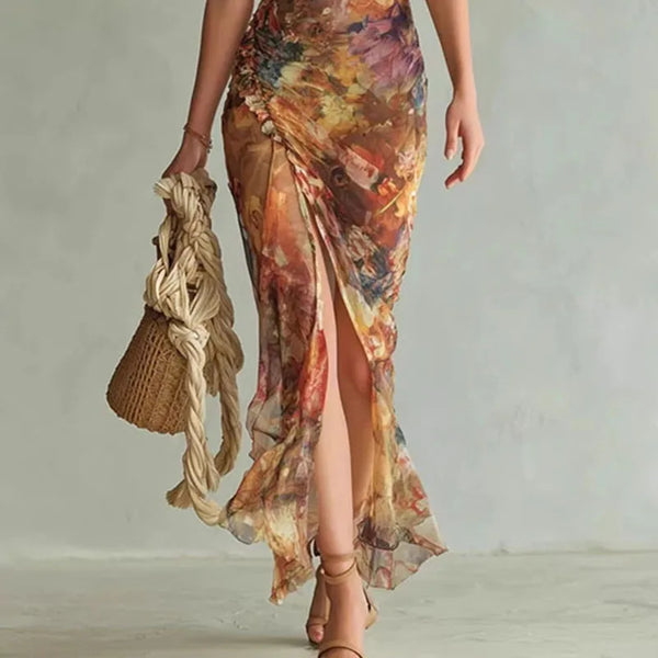 Paloma Boho Cutout Puff-Sleeve Maxi Dress