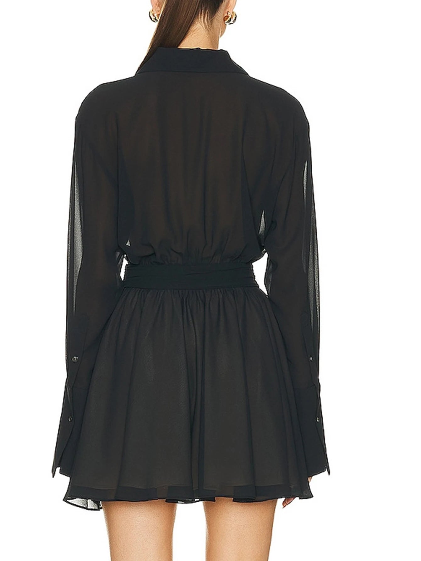 Geneva Sheer Long-Sleeve Chiffon Shirt Mini Dress Secondary image