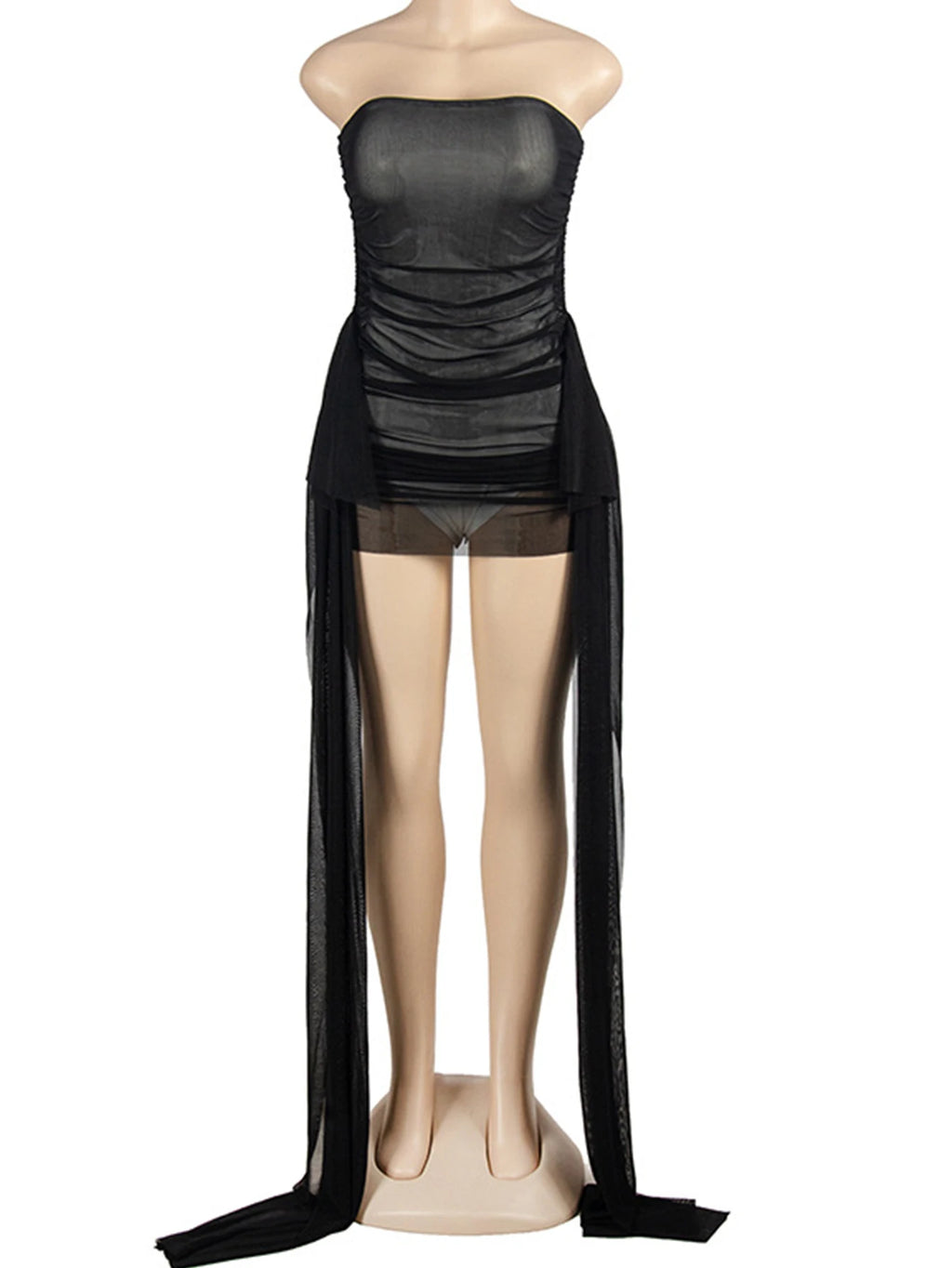 Rafaela Sheer-Mesh Strapless Bodycon Mini Dress