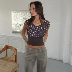 Luna Polka Charm One-Shoulder Top