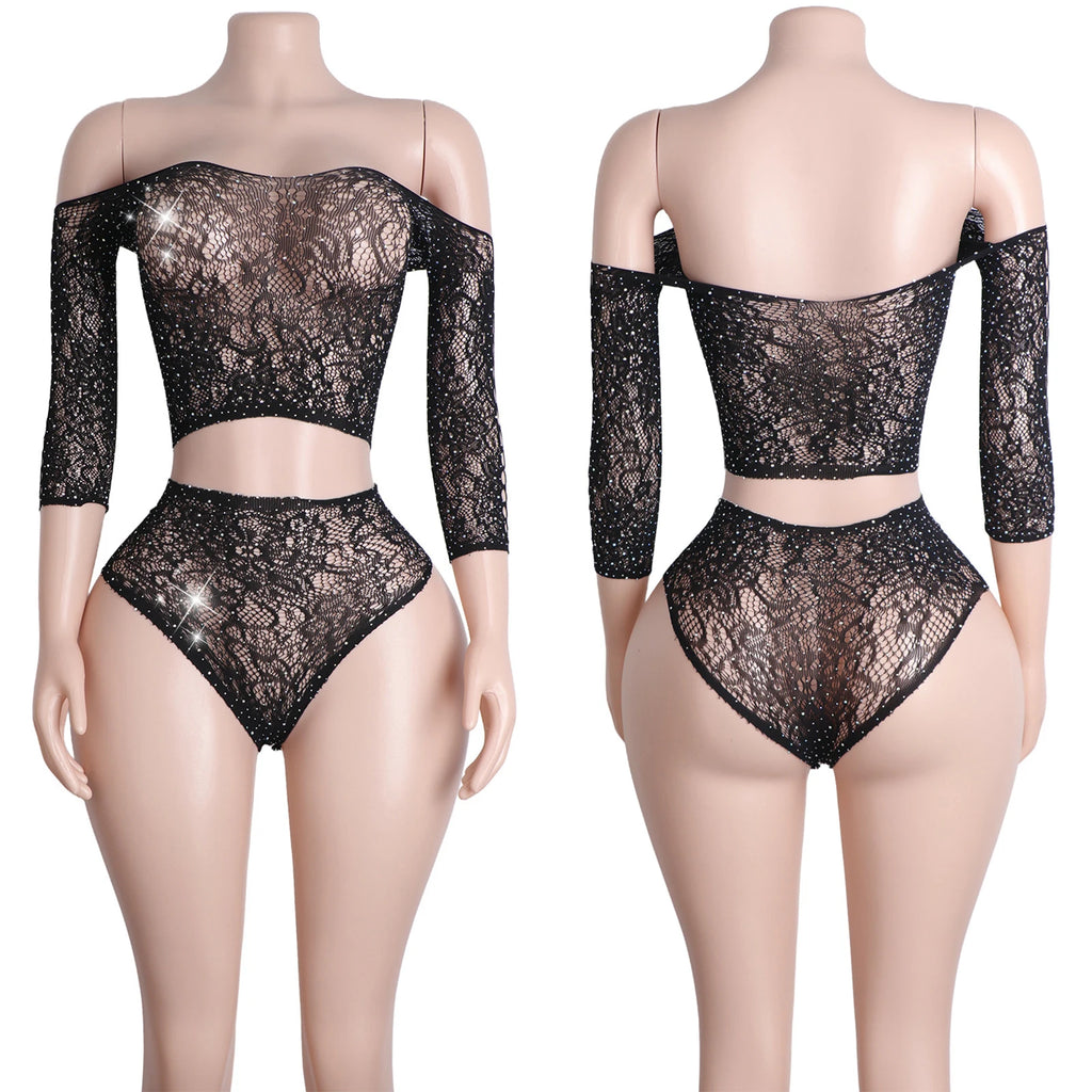 Noir Romance Lace Lingerie Two-piece