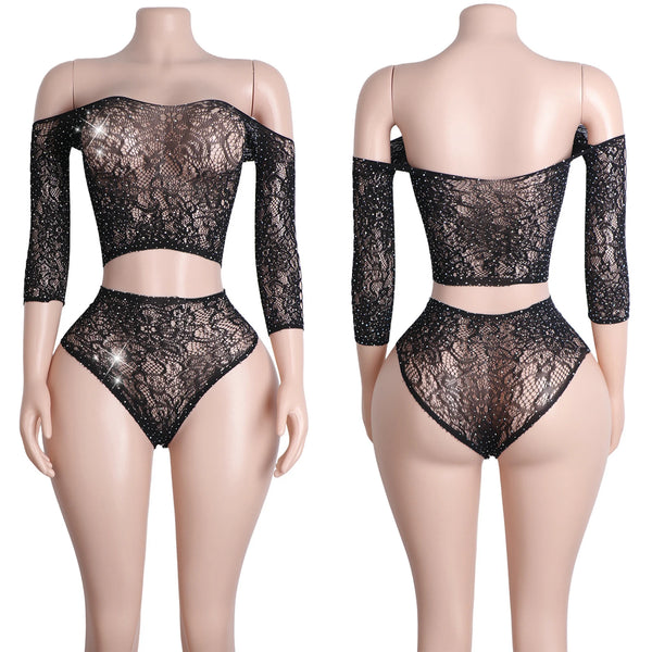 Noir Romance Lace Lingerie Two-piece