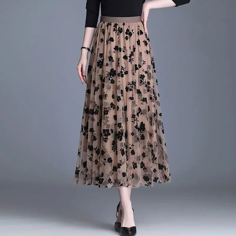 Josette Floral Mesh Midi Skirt One-piece