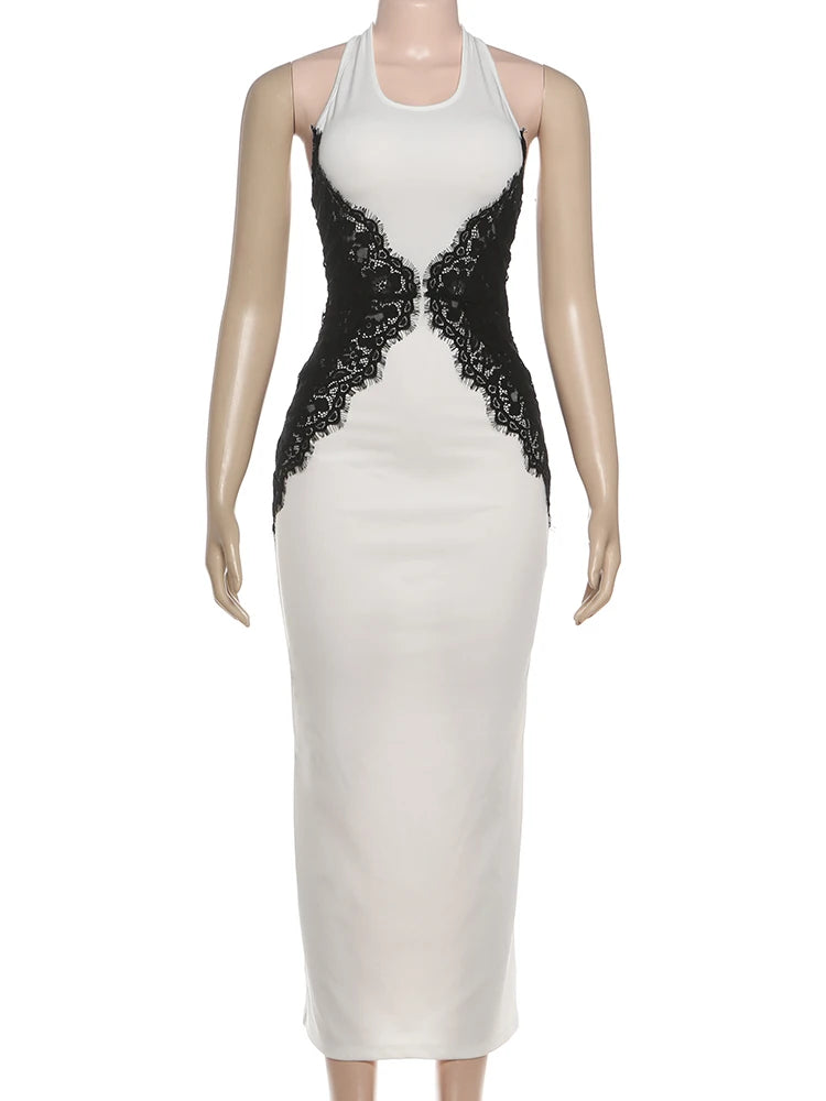 Alina Noir Lace Bodycon maxi Dress