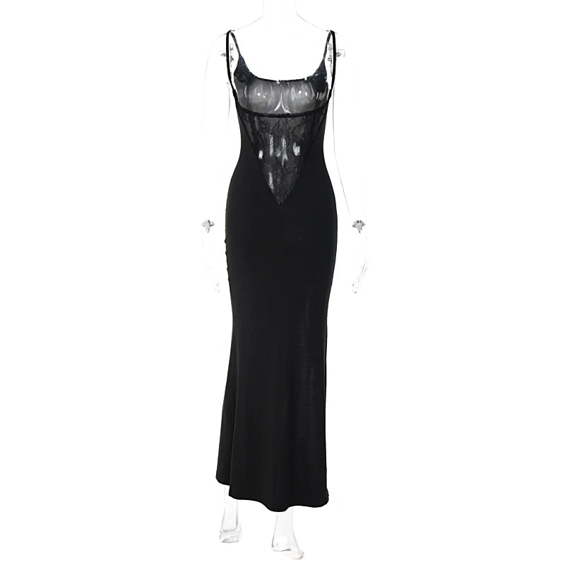 Sienna Lace Back Bodycon Maxi Dress One-piece