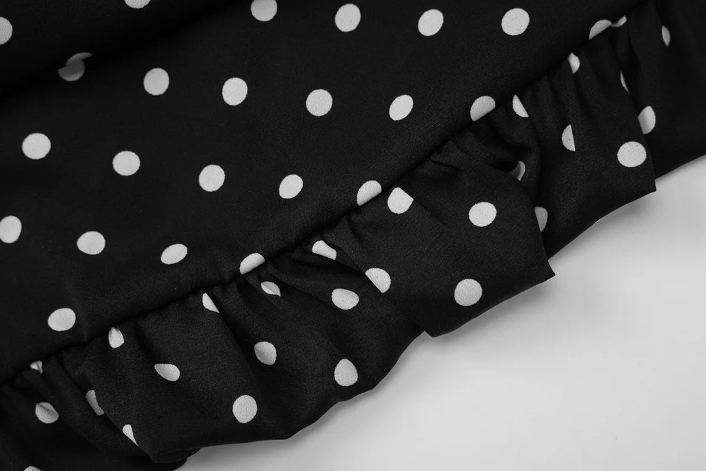 Isabella Riviera Polka Dot One-Shoulder Halter Ruffle Mini Dress