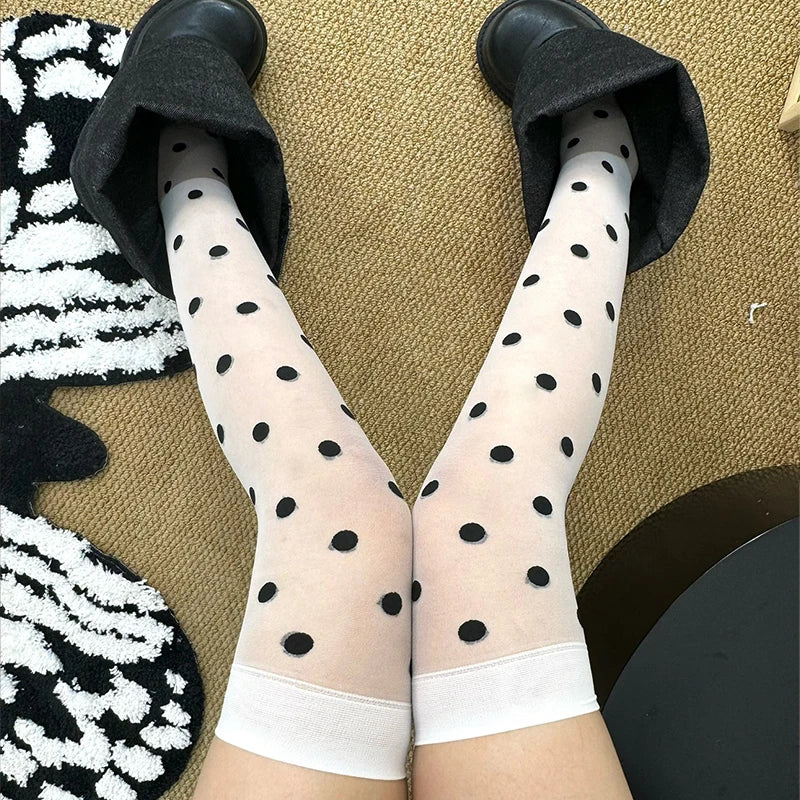 Dottie Polka-Dot Thigh-High Stockings