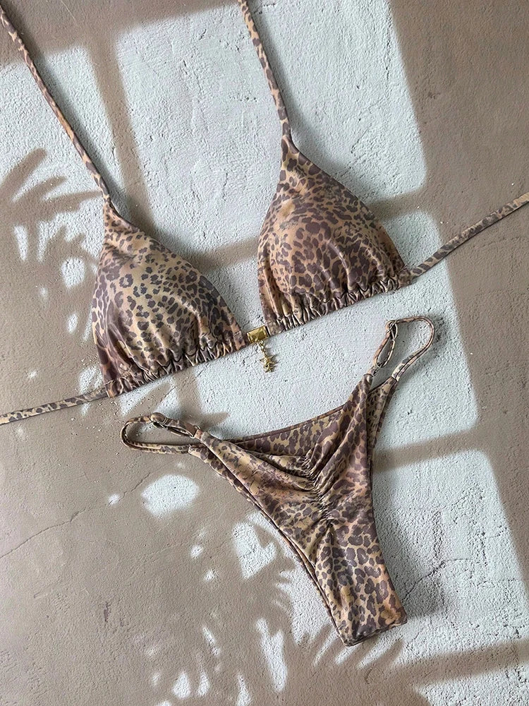 Bella Leopard Print Triangle Bikini Set Main image