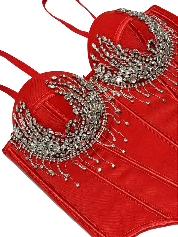 Sexy white rhinestone corset crop top women summer night club party tops for woman clothing black halter tanks top streetwear