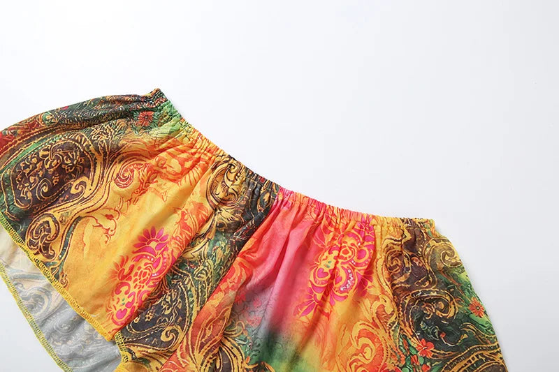 Ariella Chiffon Ruffle Halter Shorts Set Two-piece
