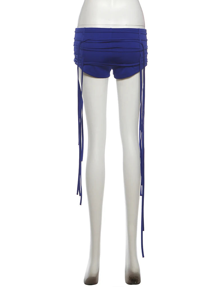 Indie Mesh Bodysuit & Ribbon Shorts Set Two-piece