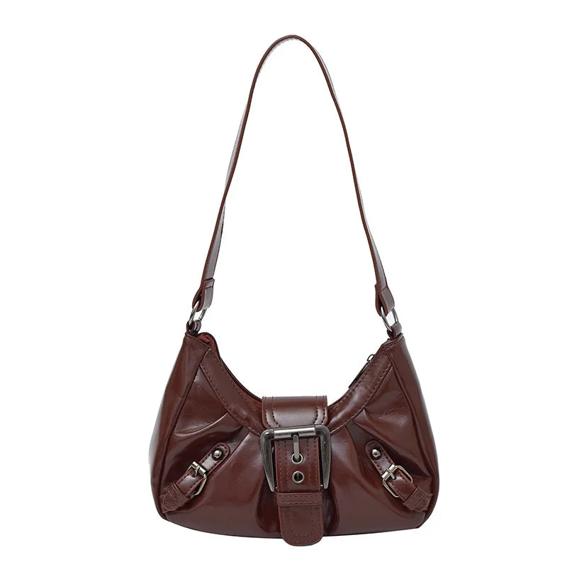 Y2K Retro Pleated Hobo Shoulder Bag for Women Hot Selling Maillard Style Underarm Bag Clutch Handbags for Travel Work Shopping