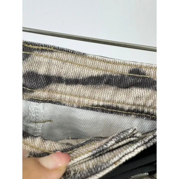 Henrike Zebra Print Distressed Denim A-Line Mini Skirt One-piece