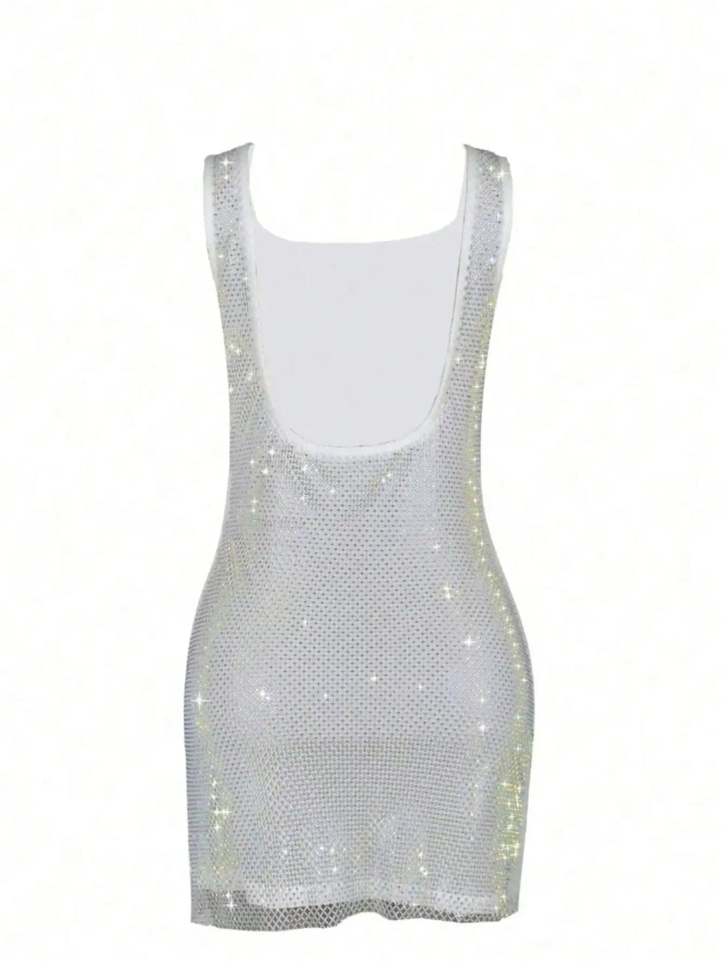Luxe Sparkle Silver Rhinestone Bodycon Dress
