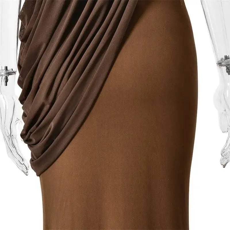 Valentina Draped Strapless Mermaid Maxi Dress