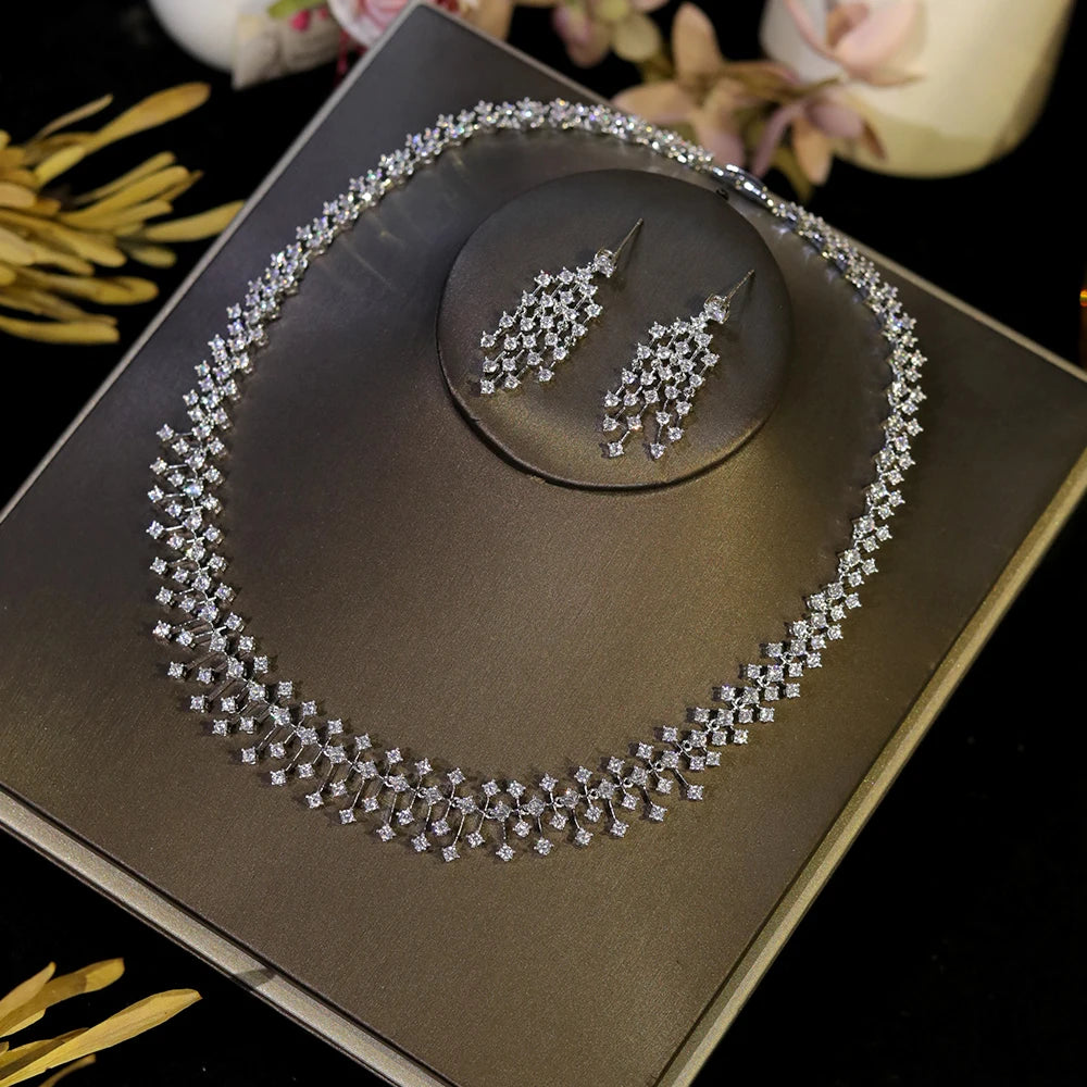 Mireya Water-Drop Crystal Choker & Earring Jewelry Set