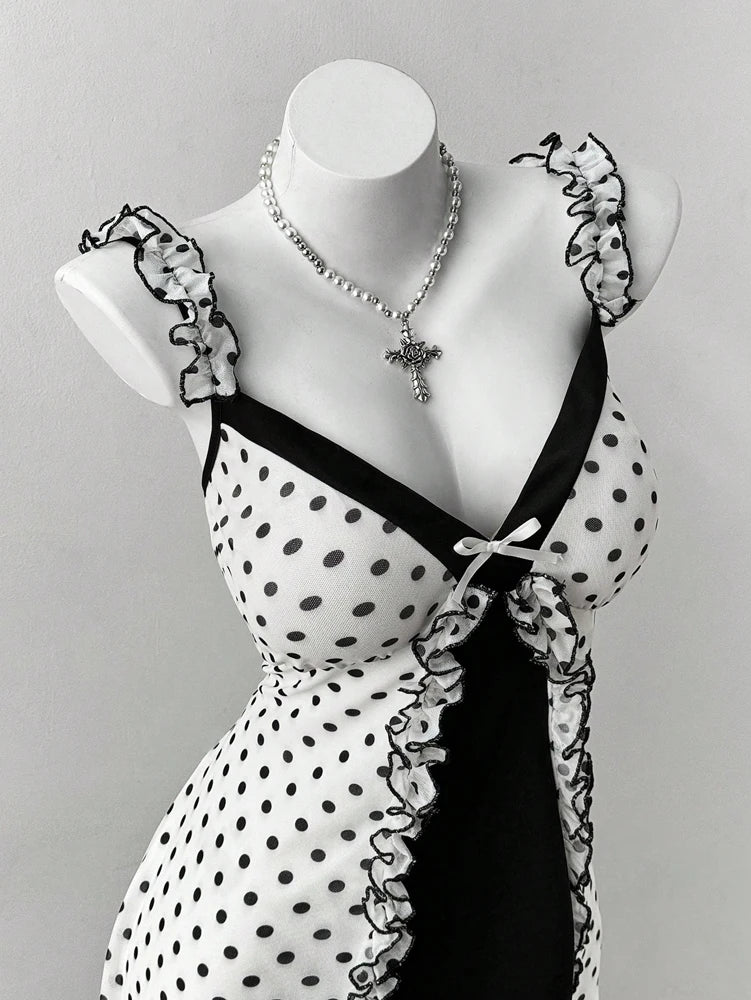 Rosalie Plus-Size Polka Dot Bow Mini Dress