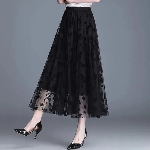 Josette Floral Mesh Midi Skirt One-piece