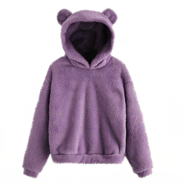 Bryony Fluffy Bear-Ears Cropped Hoodie One-piece