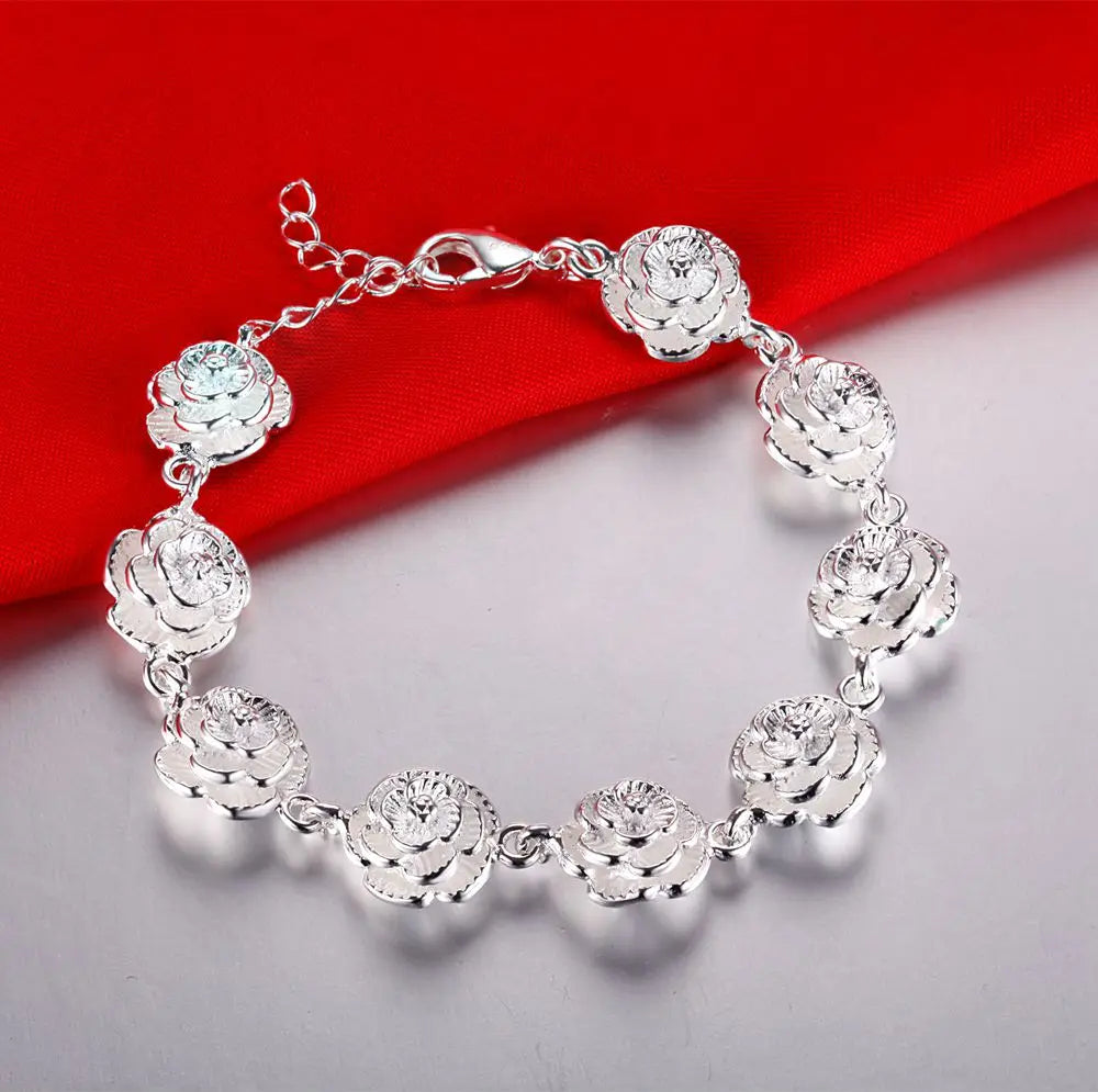 925 Sterling Silver Bracelets for Women elegant flowers Chain Fashion classic Wedding Party Christmas Gifts fine Jewelry